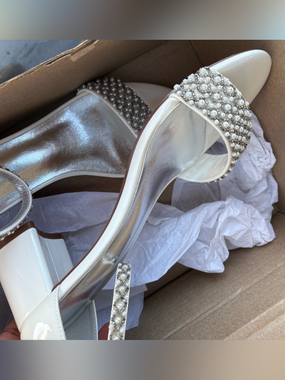 Pearl-Embellished Ivory Women’s Dress Sandals